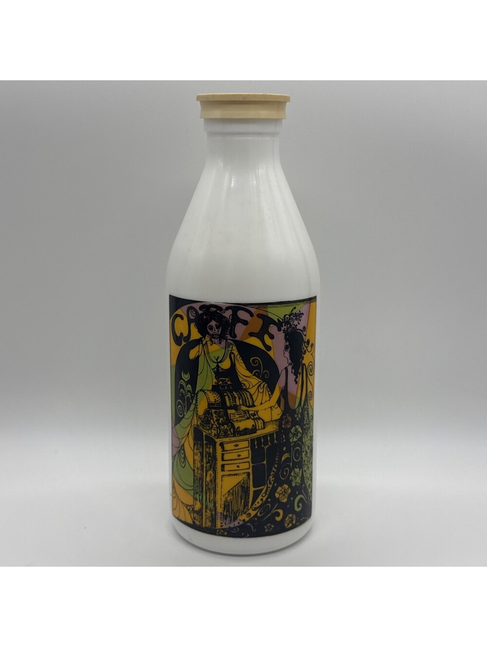Vintage 1970s Bormioli Rocco Italy Caffe White Milk Glass Decanter Bottle 10